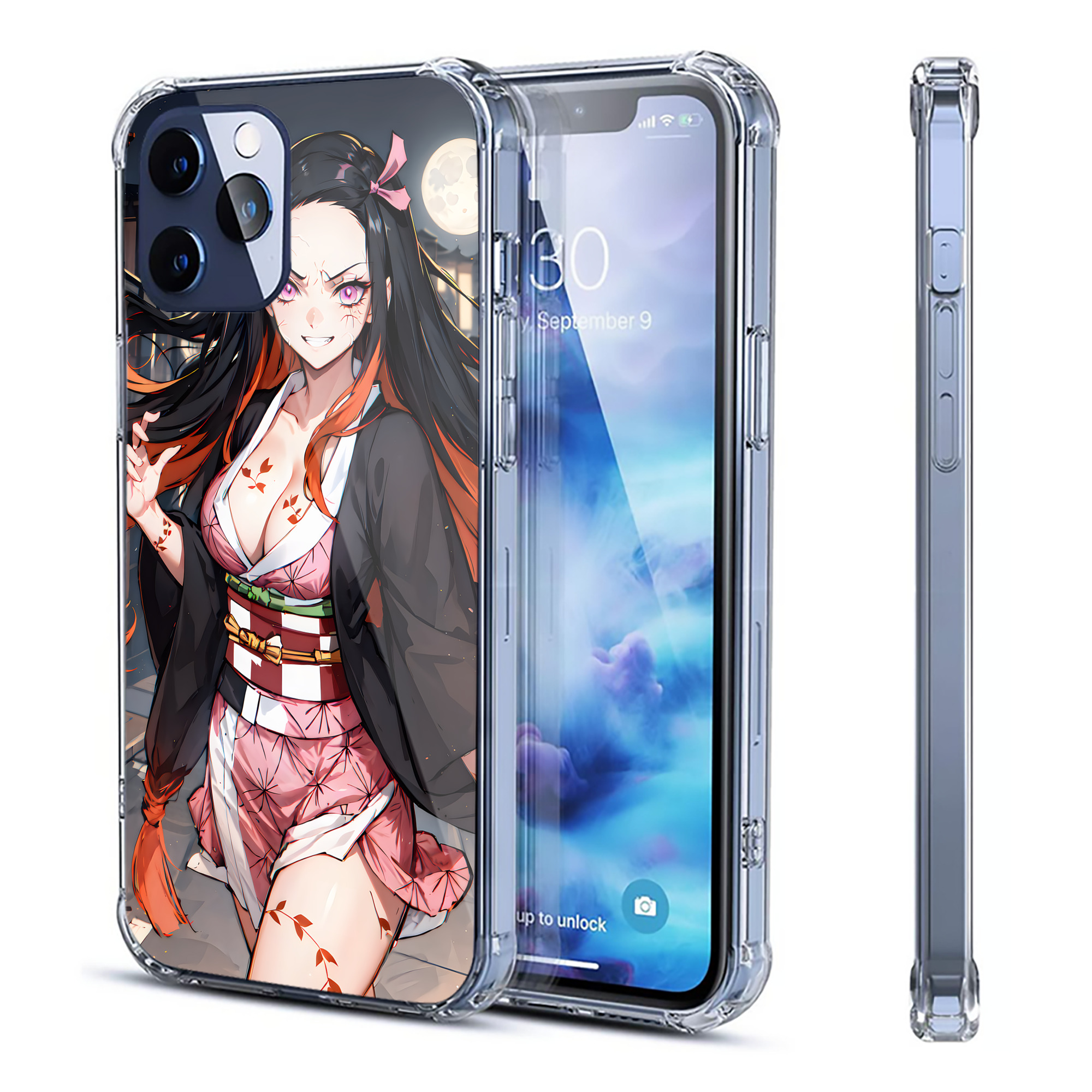 （画像用） 鬼滅の刃（きめつのやいば）竈門 禰󠄀豆子／かまど ねずこ Kamado Nezuko 【iPhone 12シリーズ対応】透明スマホケース（クリアソフトケース）